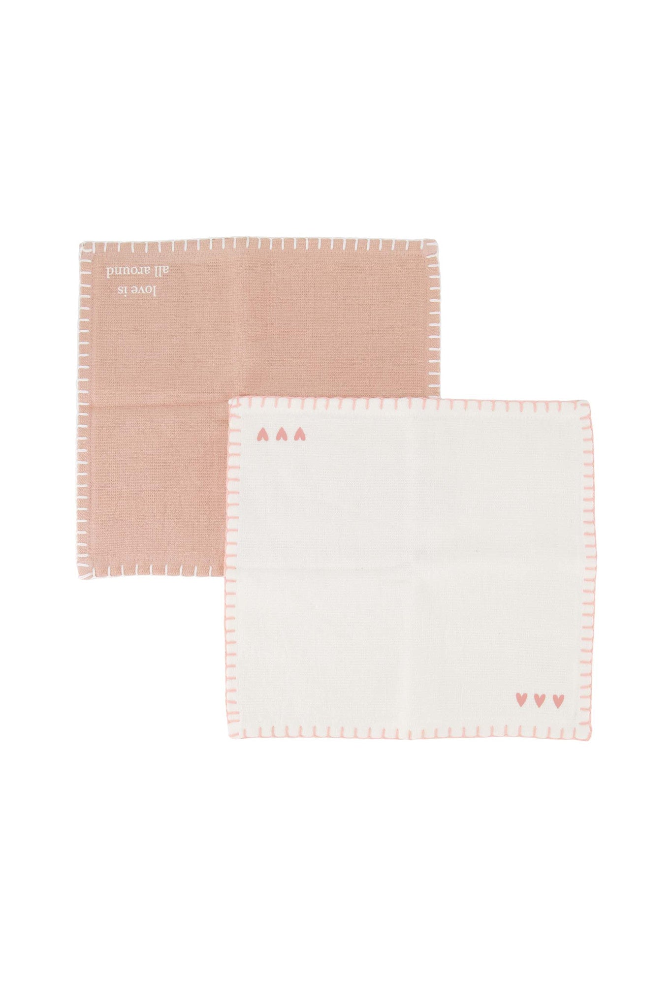 Set van 2 vaatdoekjes hartjes 'love is all around'