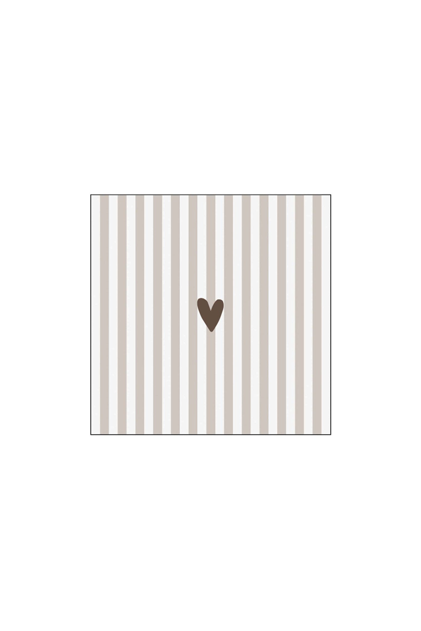 Servetten 'leukerd' hartje  12,5x12,5cm wit/zand - 20 stuks