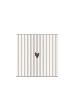 Servetten 'leukerd' hartje  12,5x12,5cm wit/zand - 20 stuks