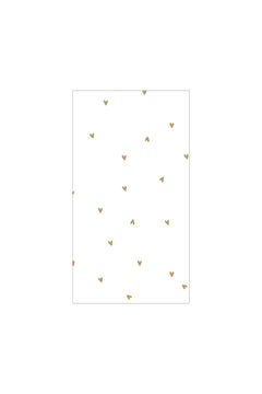 Servetten met kleine hartjes 11x20cm wit/goud - 15 stuks