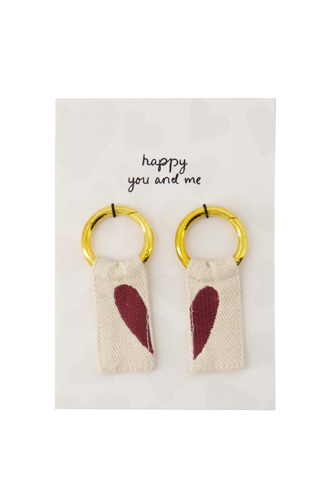 Kaart 'Happy you and me' met set van 2 sleutelhangers