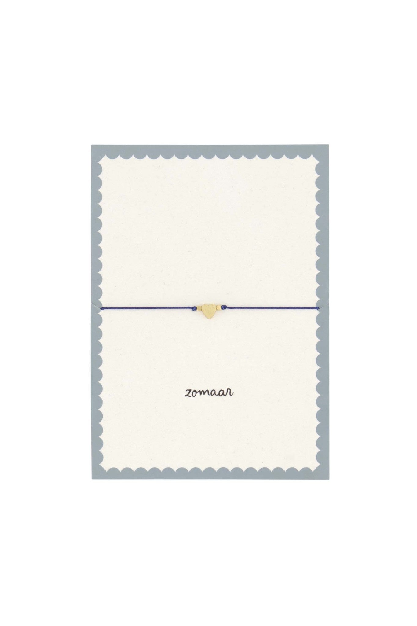 Wenskaart 'Zomaar' met armbandje 'hartje' - donkerblauw
