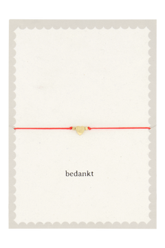 Wenskaart 'Bedankt' met armbandje 'hartje' - rood