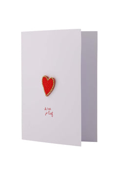 Wenskaart met hartjes- broche