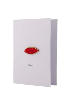 Wenskaart met broche - 'Bisous'
