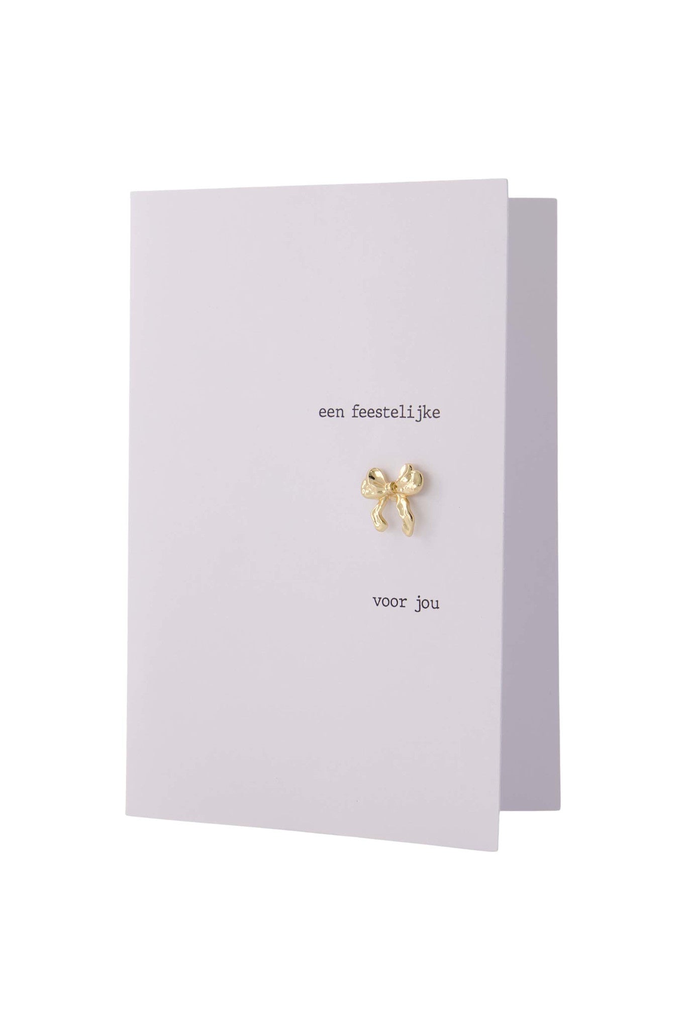 Wenskaart met strikje als broche 'een feestelijke strik voor jou'