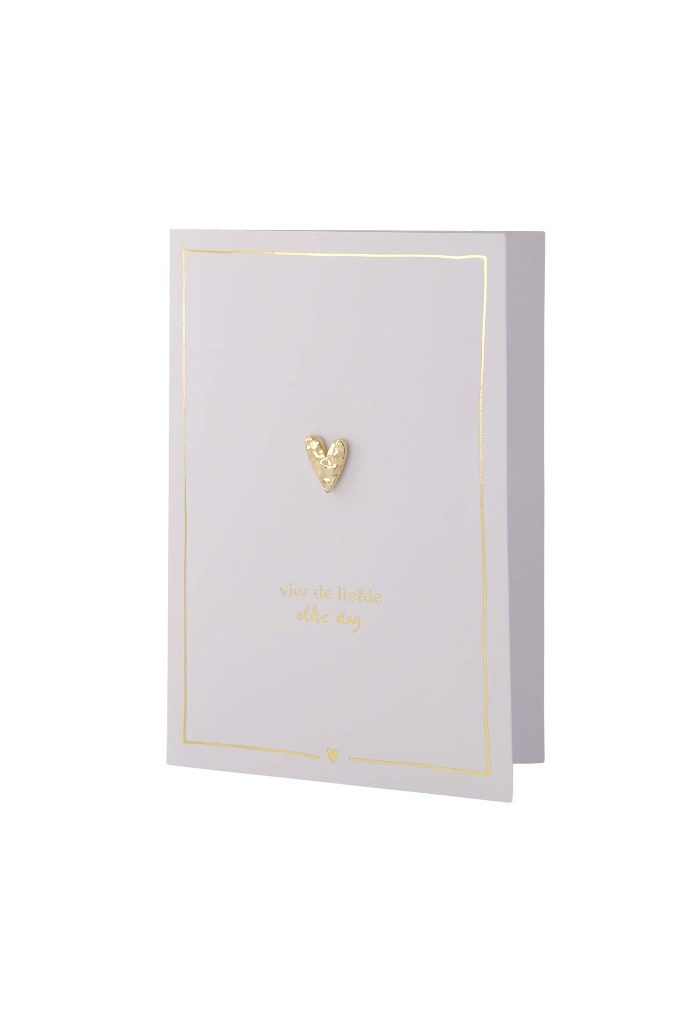 Wenskaart met broche 'Vier de liefde, elke dag' - hartje