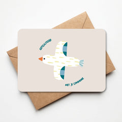 Wenskaart 'Gefeliciteerd met je communie' - vogel