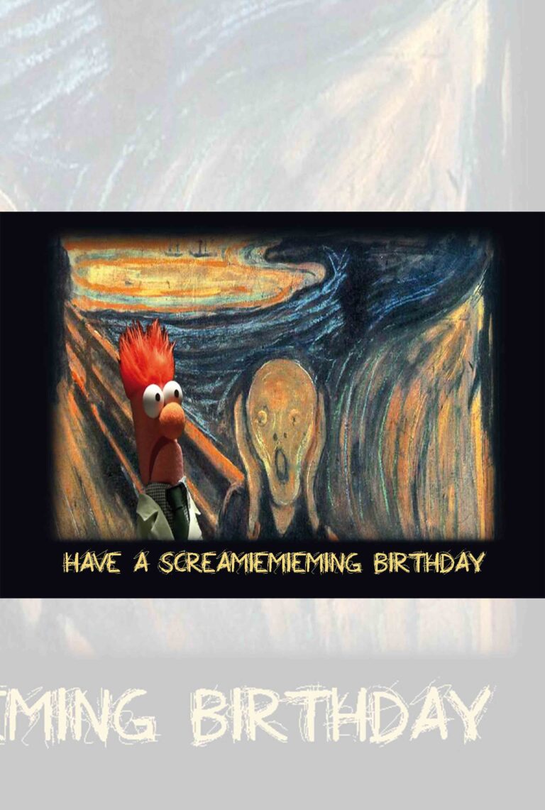 Wenskaart Ministerie van Unieke Zaken - 'Have a screamiemieming birthday'