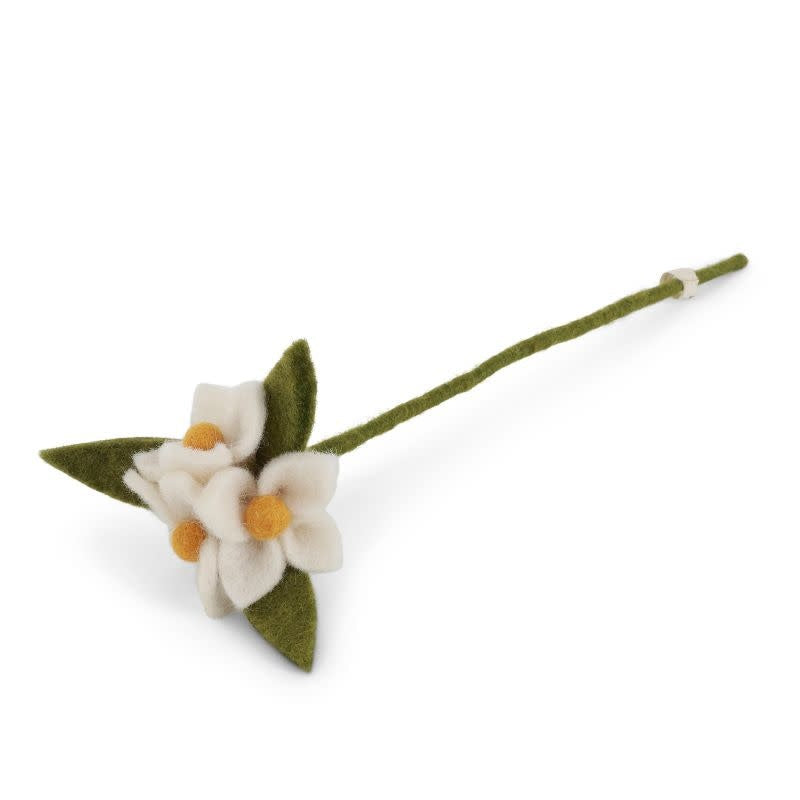 Witte bloemen op takje - 34 cm