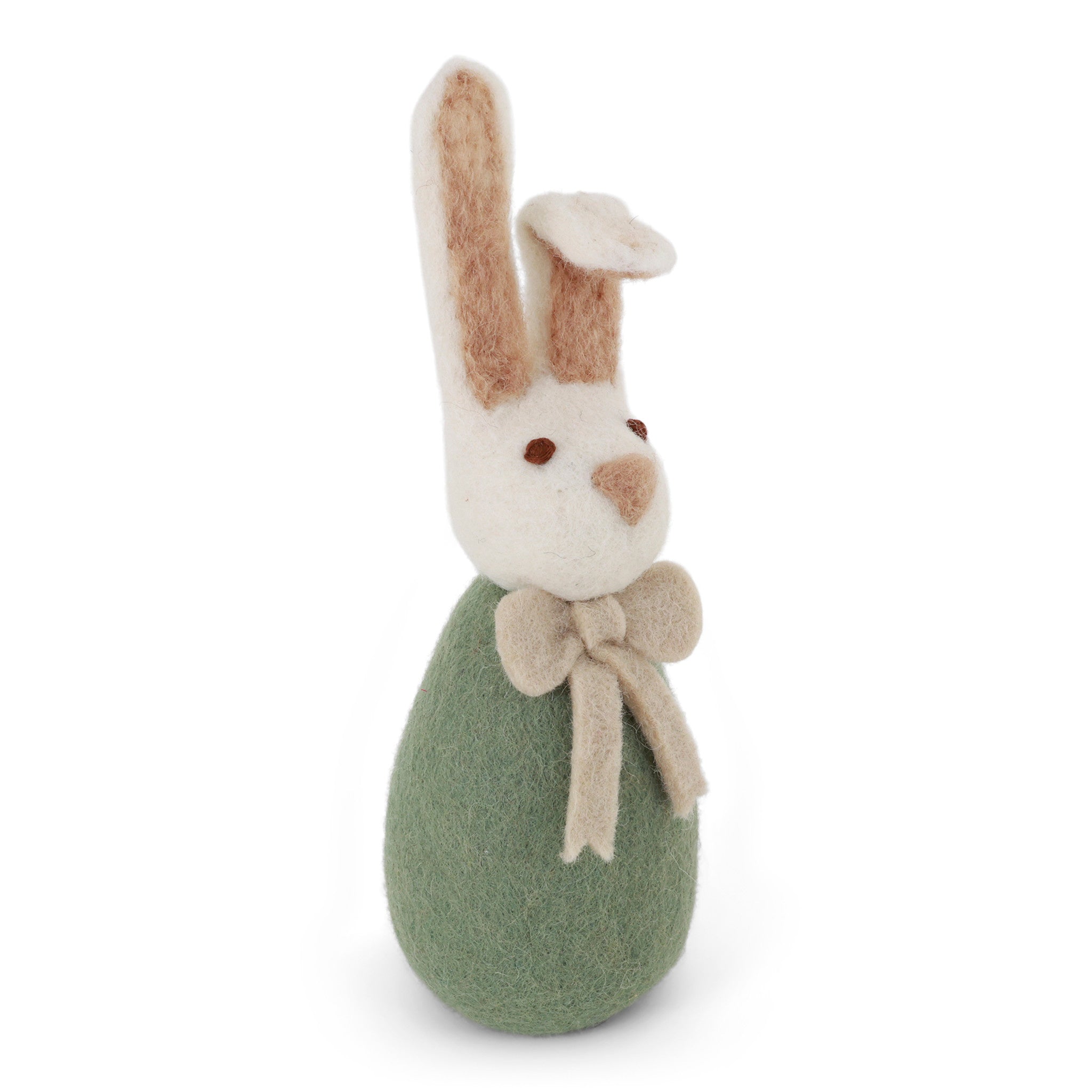 Konijn in vilt - 'Big Bunny with bow' - Green - 20 x 6 cm
