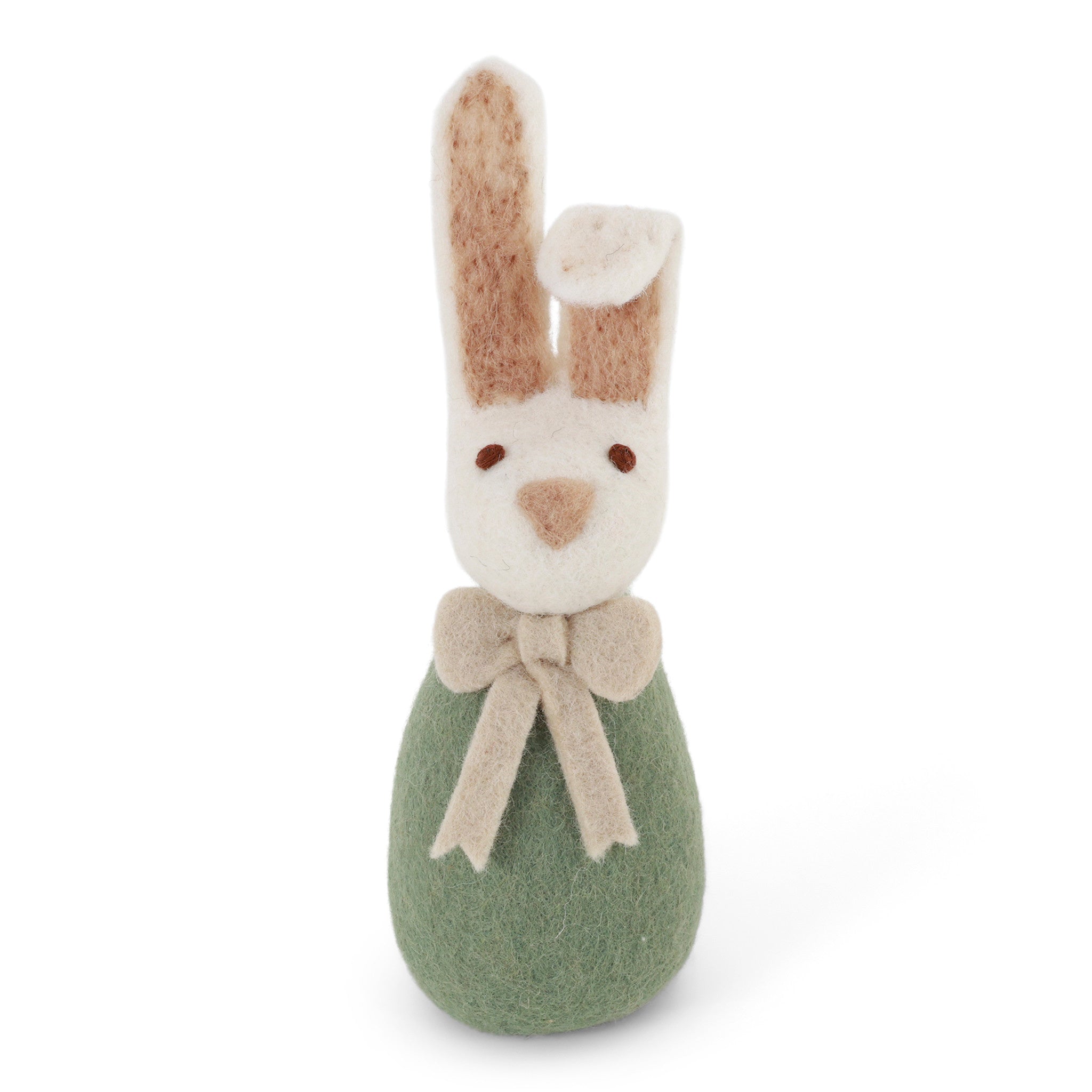 Konijn in vilt - 'Big Bunny with bow' - Green - 20 x 6 cm