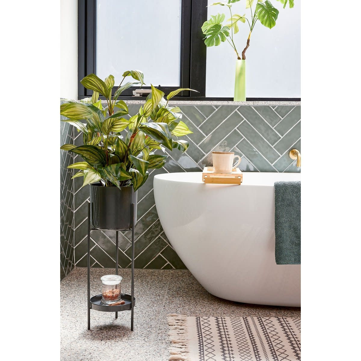 Colyn Bloempot op standaard - H60 xø19 cm - IJzer - Zwart