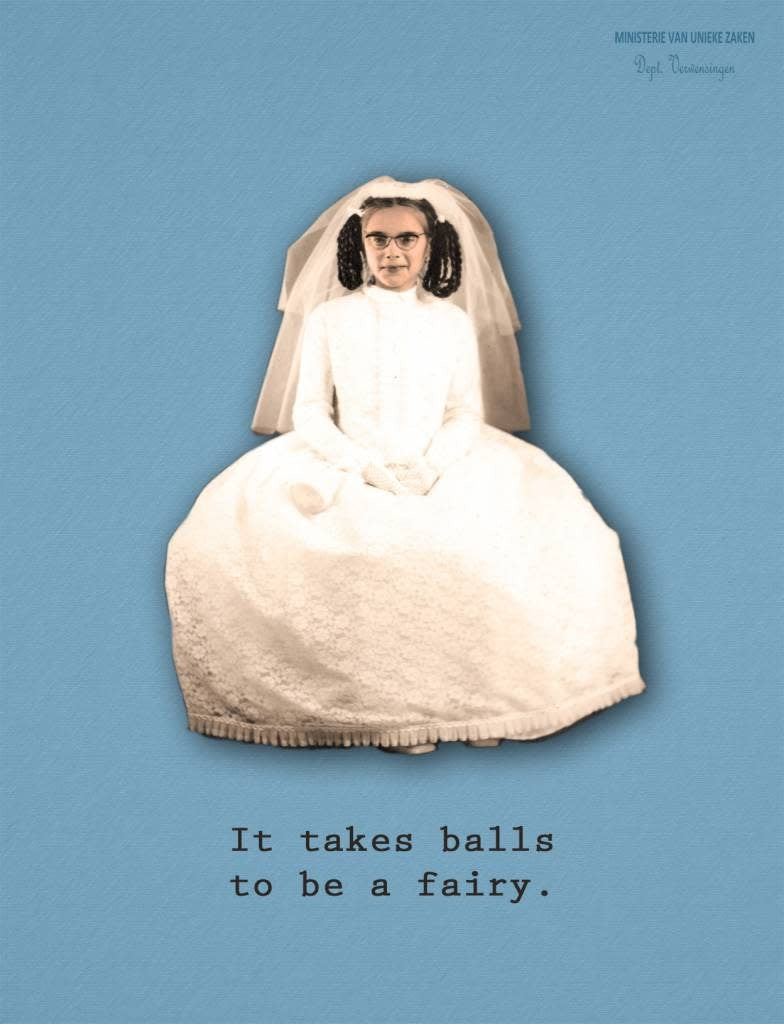 Wenskaart Ministerie van Unieke Zaken - 'It takes balls to be a fairy'
