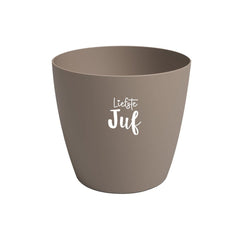 Bloempotje 'Liefste juf' - taupe (zonder plantje)