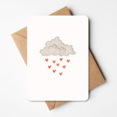 Wenskaart  -Wolk met hartjes