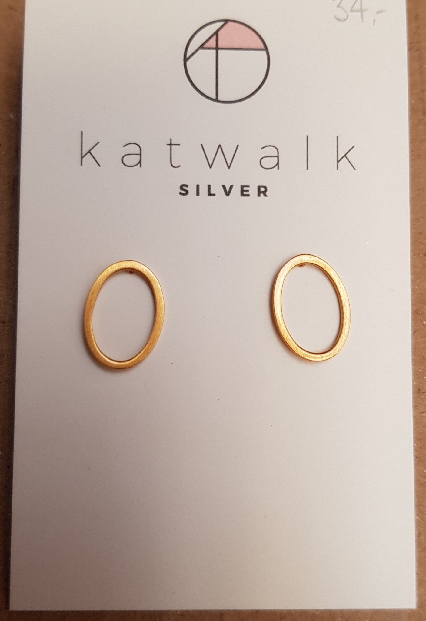 Verguld zilver oorstekers - open ovaal