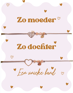 Armbandjes met kaart 'Zo moeder zo dochter'