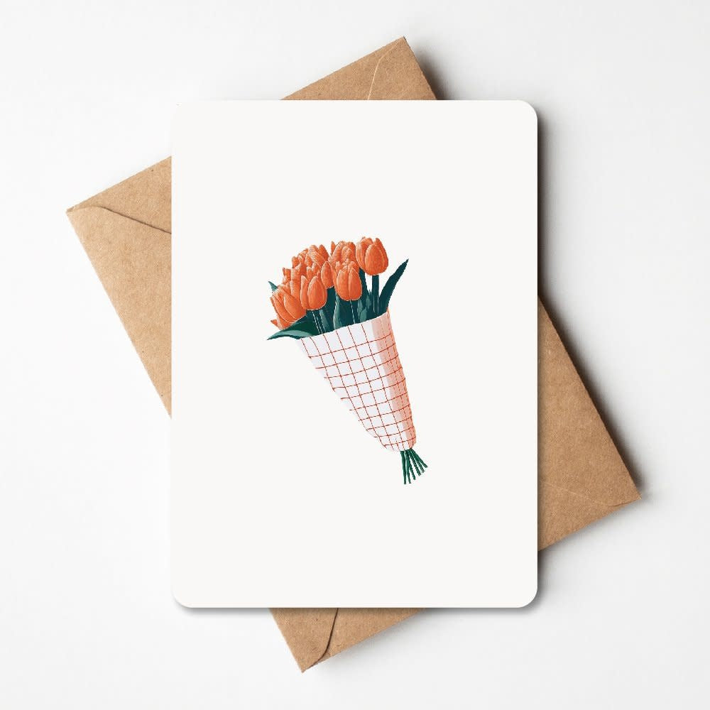 Wenskaart 'Boeketje tulpen'