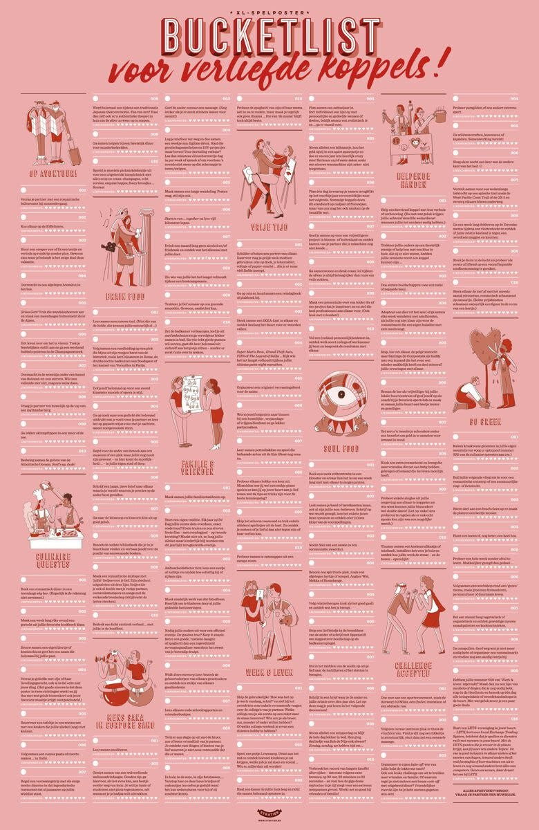 XL Bucketlistposter voor verliefde koppels