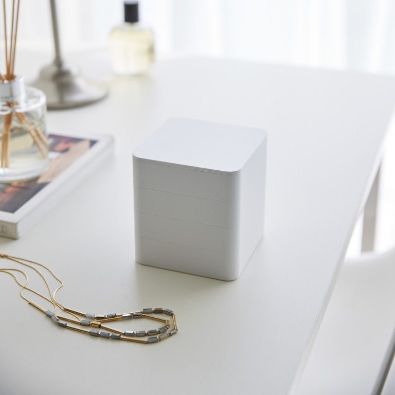 Sieradenorganizer vierkant 4-laags - wit