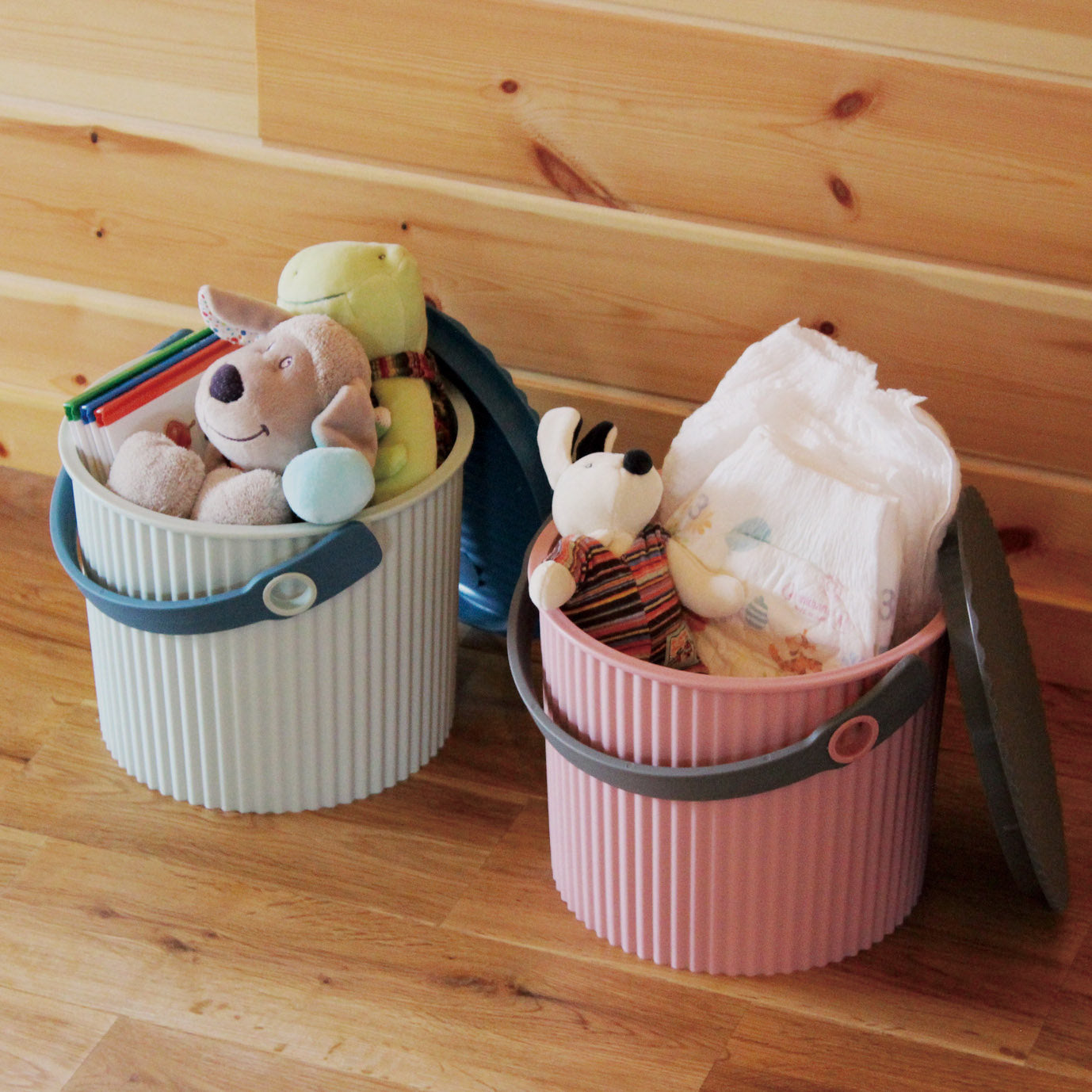 Opberg-emmer met deksel  Small-  Light Blue/Dark Blue