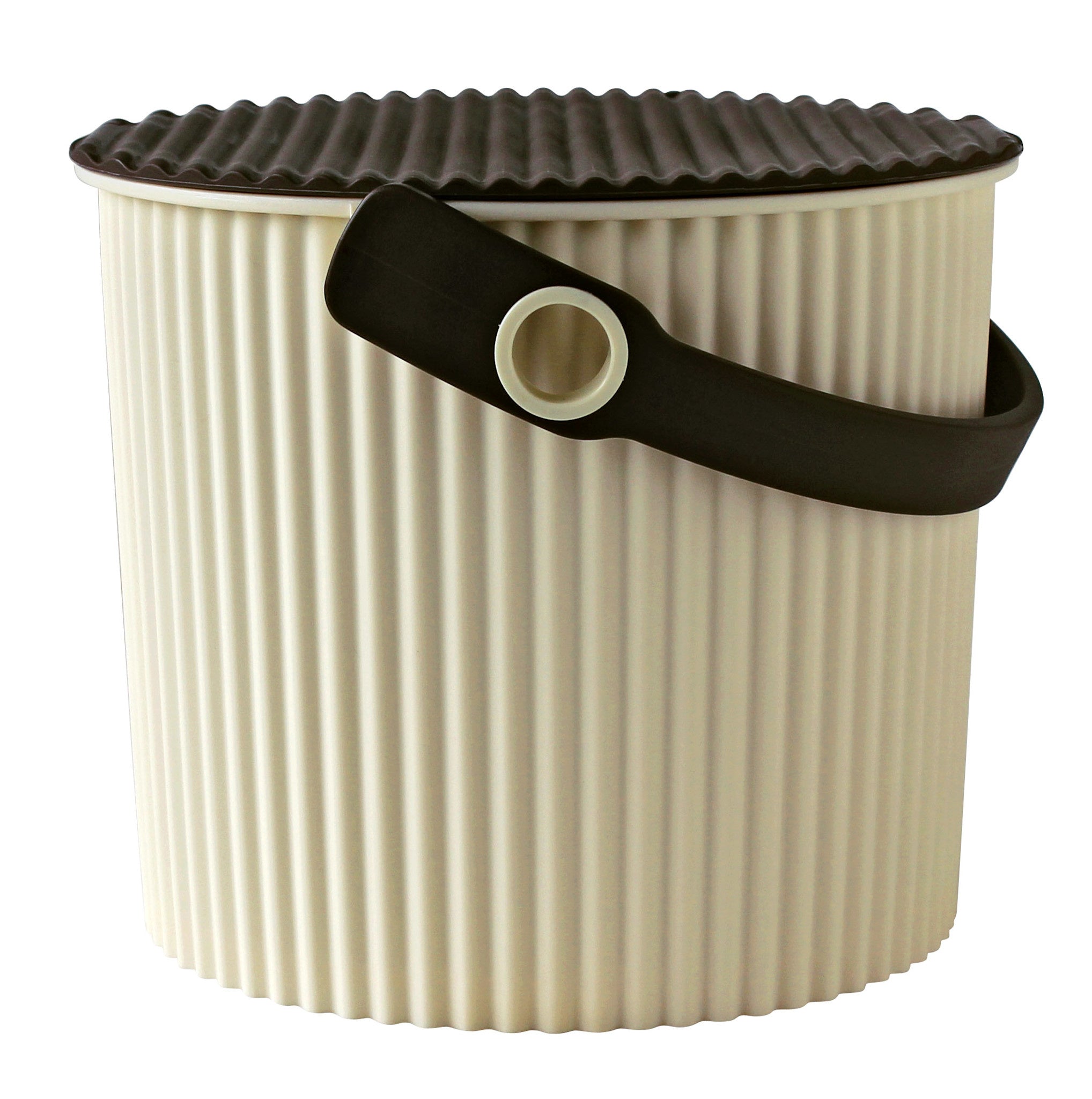Opberg-emmer met deksel  Small- Ivory/Brown