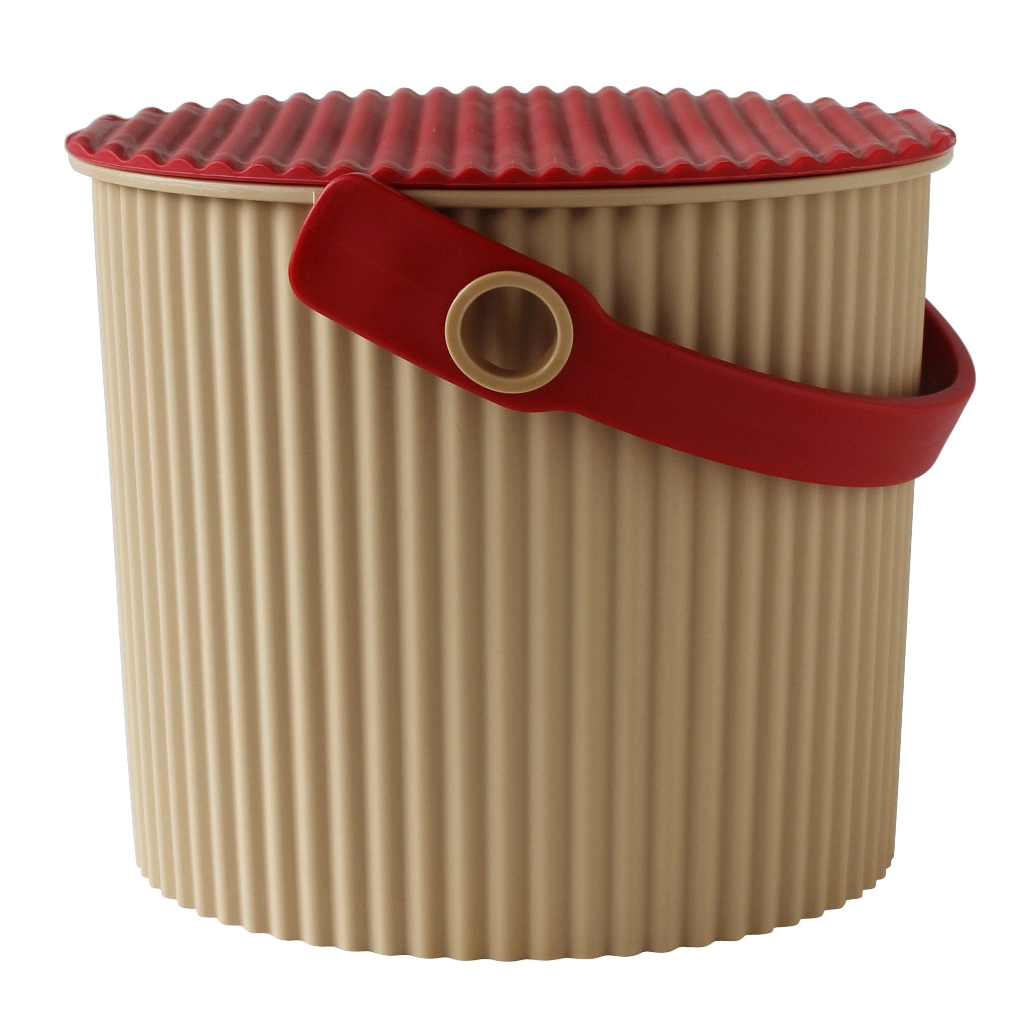 Opberg-emmer met deksel Mini - Camel/Red