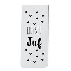 Magnetische boekenlegger in kadokaartje 'Liefste Juf'