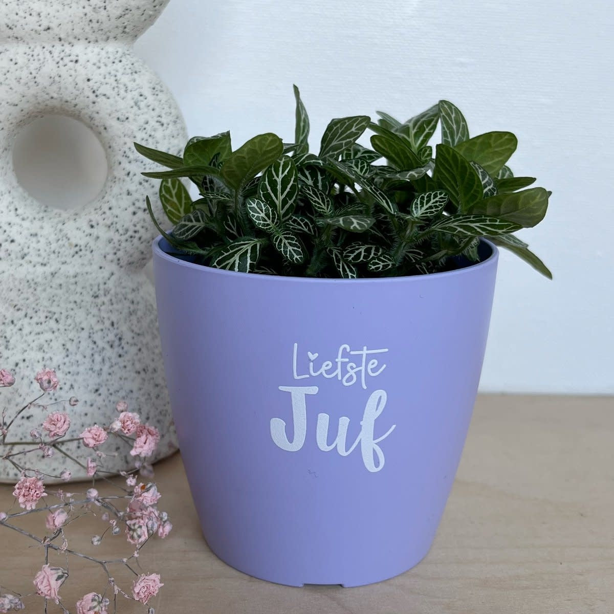 Bloempotje 'Liefste juf' - lila (zonder plantje)