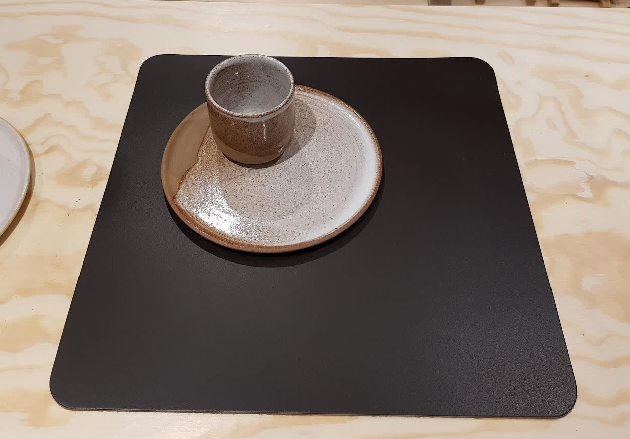 Leder placemat Poseidon vierkant donkerbruin