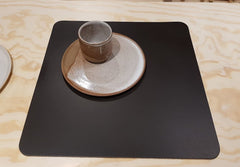 Leder placemat Poseidon vierkant donkerbruin