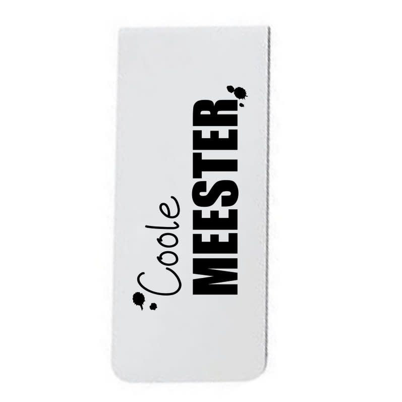 Magnetische boekenlegger in kadokaartje 'Coole meester'