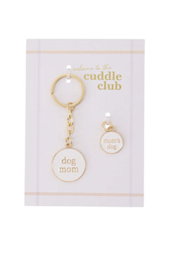 Kaart met sleutelhanger en penning 'Dog mom'