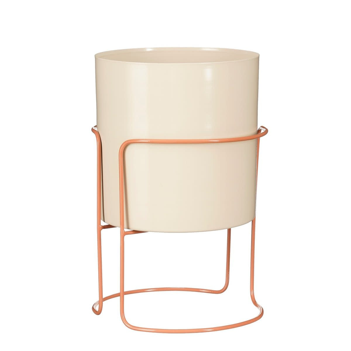 Collins Bloempot op standaard - H33 xø22 cm - Metaal - Off-white -perzik