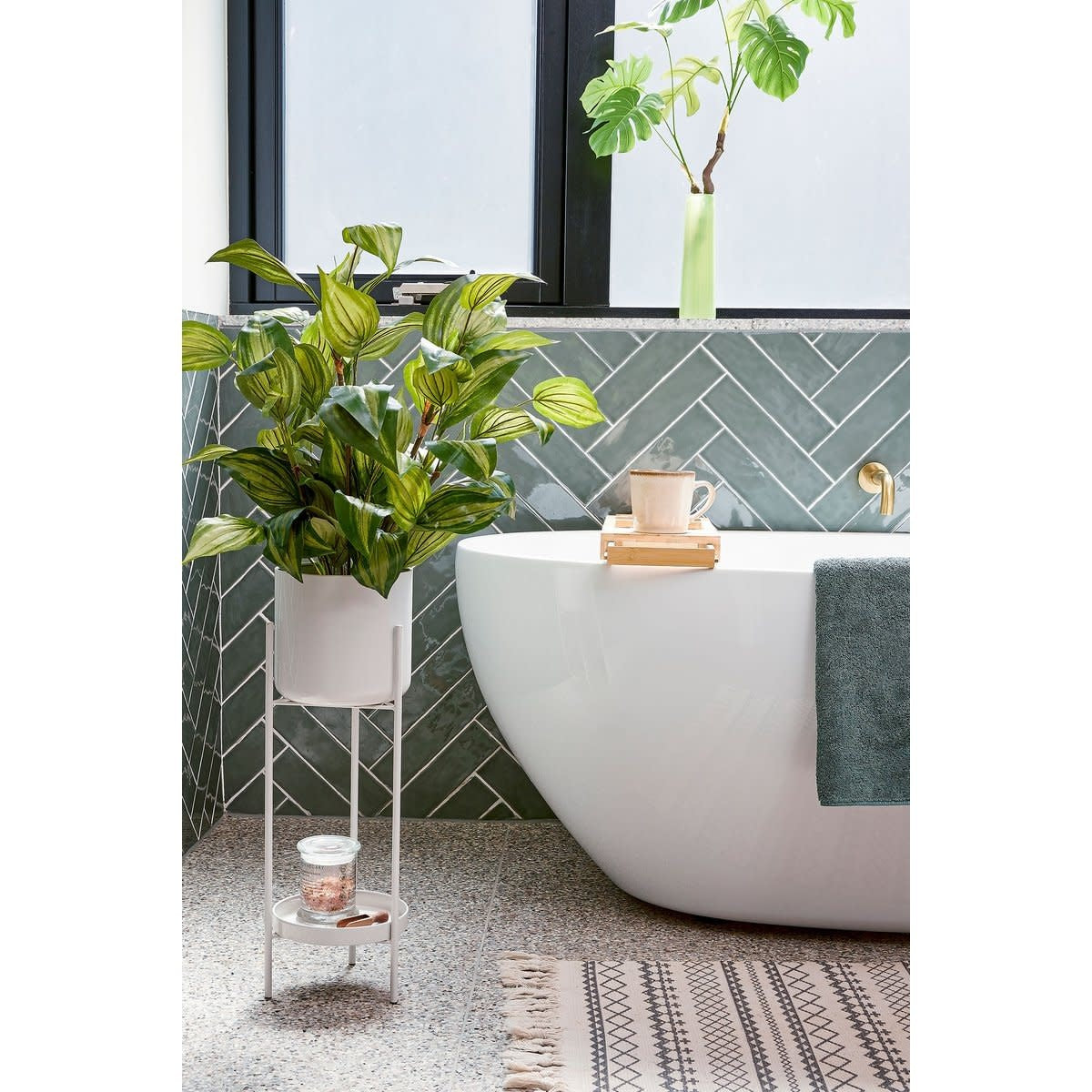 Colyn Bloempot op standaard - H60 xø19 cm - IJzer - Wit
