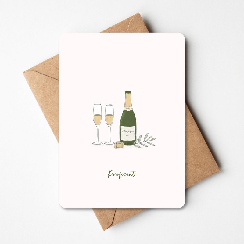 Wenskaart  - Proficiat - champagne