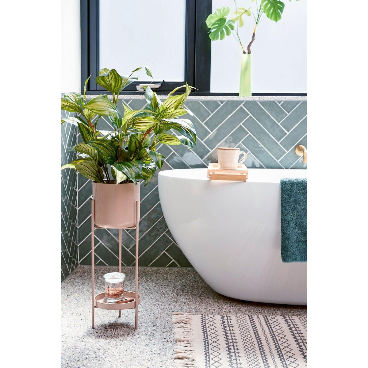Colyn Bloempot op standaard - H60 xø19 cm - IJzer -Lichtroze