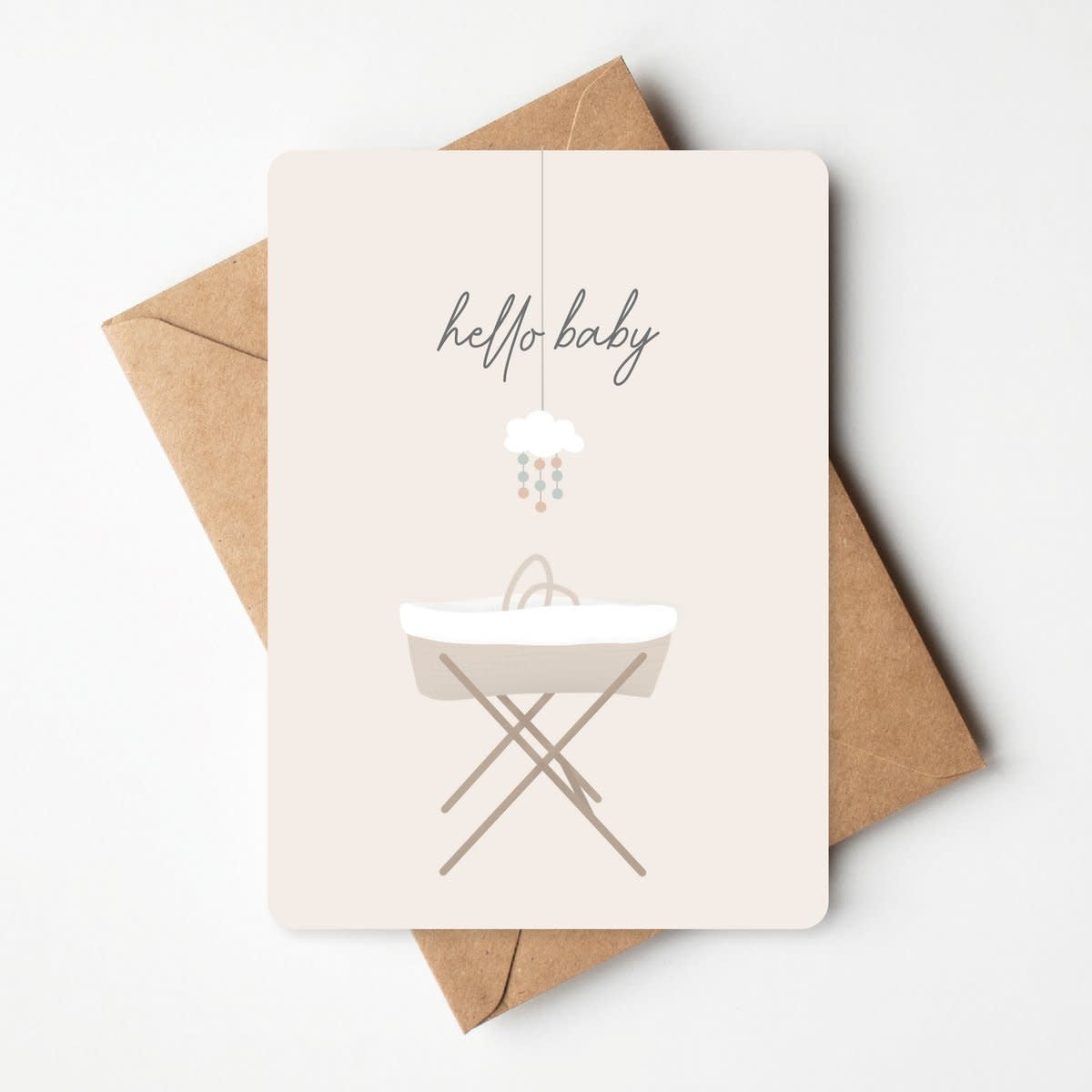 Wenskaart  - Hello Baby - wiegje