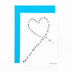 Kaart - 'Birds flying in heart shape'