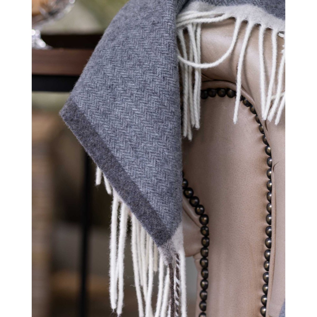 Merino/kasjmier plaid MILANO - Grigio orlo (donkergrijs)