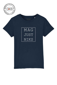 T-shirt 'Mag just niks' - donkerblauw