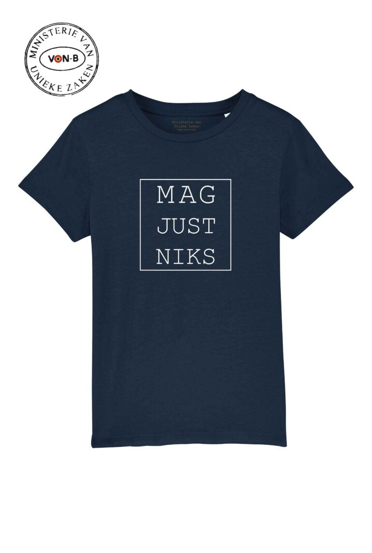 T-shirt 'Mag just niks' - donkerblauw