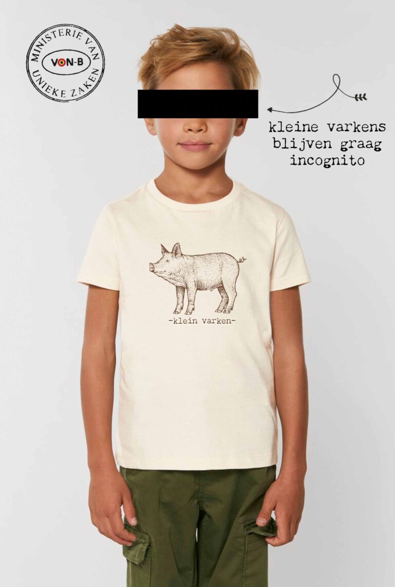 T-shirt  'klein varken' - natural raw