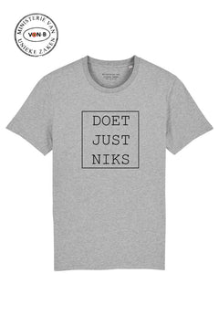 T-shirt 'Doet just niks' - grijs