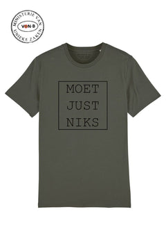T-shirt 'Moet just niks' - khaki