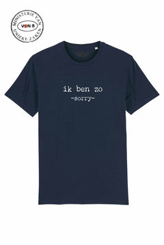 T-shirt  'Ik ben zo -sorry-' donkerblauw