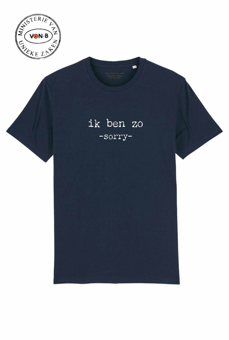 T-shirt  'Ik ben zo -sorry-' donkerblauw