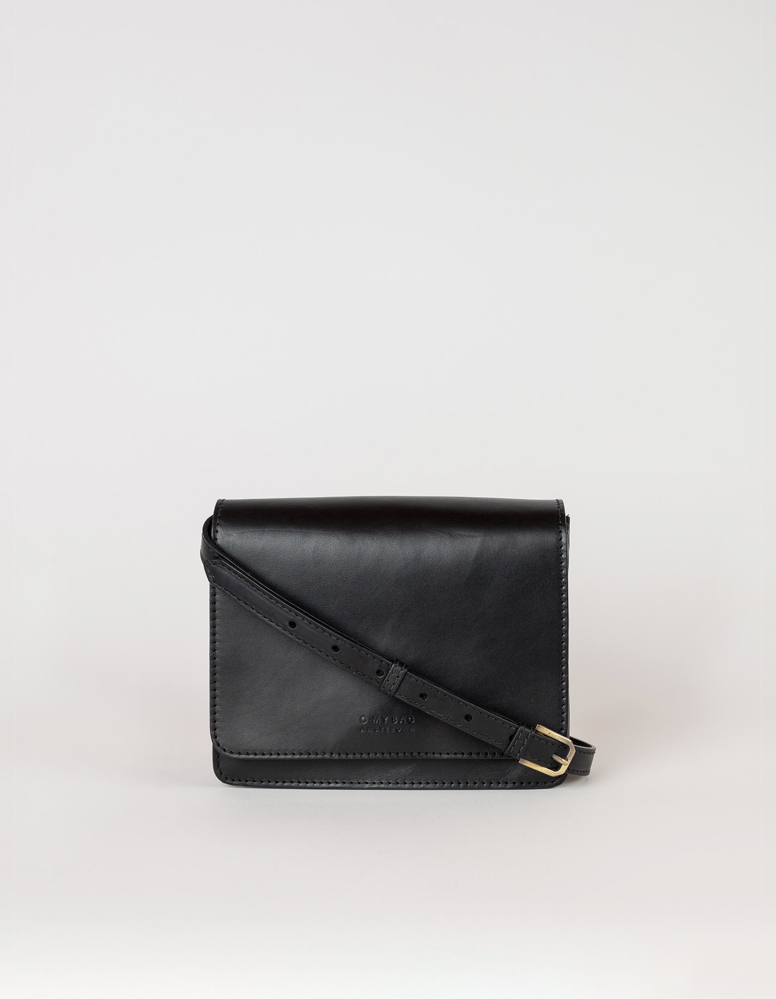 Audrey Mini Black Classic Leather - Checkered Strap
