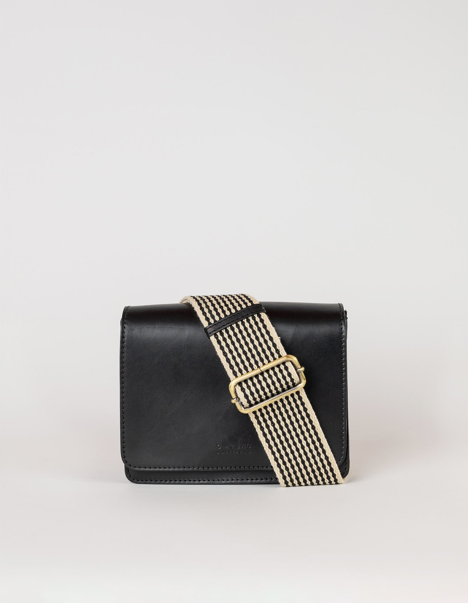 Audrey Mini Black Classic Leather - Checkered Strap
